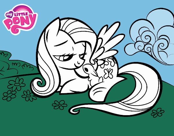 Fluttershy con un conejito