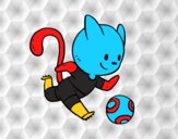 Gato jugando a fútbol