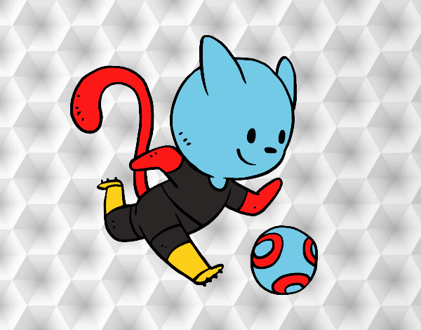 Gato jugando a fútbol