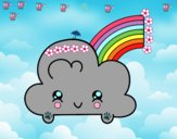 Nube con arco iris kawaii