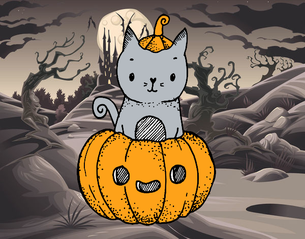 Un gatito de Halloween