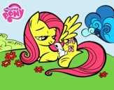 Fluttershy con un conejito