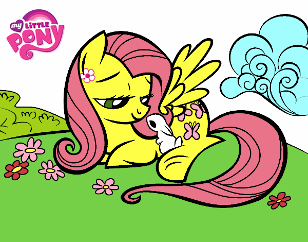 Fluttershy con un conejito