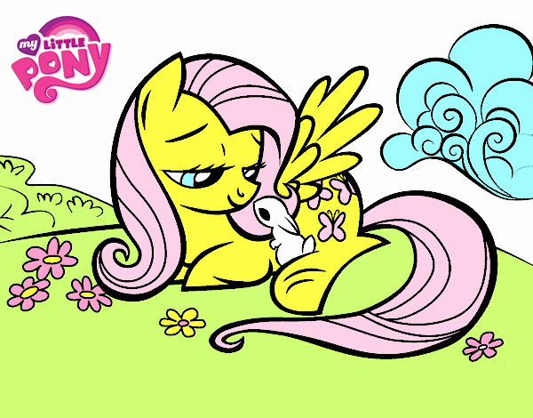 Fluttershy con un conejito