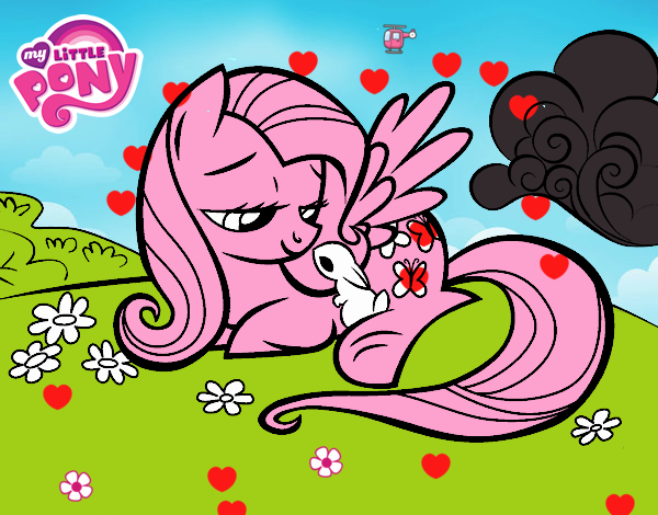 Fluttershy con un conejito