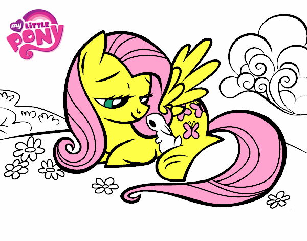 Fluttershy con un conejito