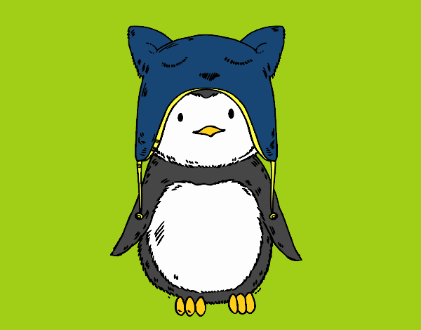 Pingüino con gorrito divertido