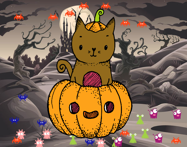 Un gatito de Halloween