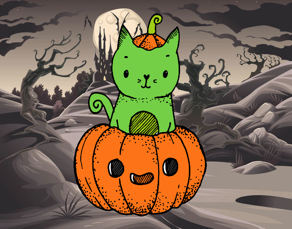 Un gatito de Halloween