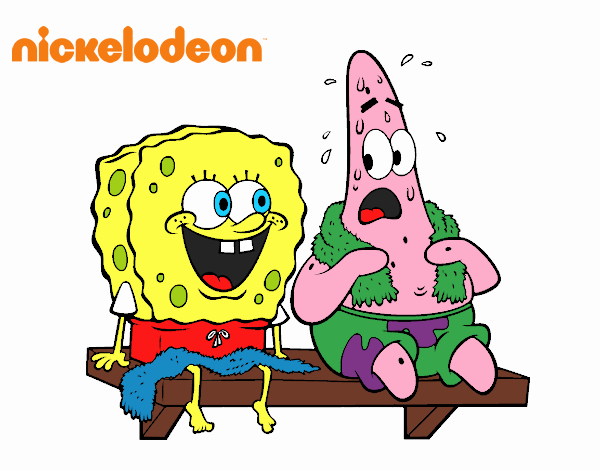 Bob Esponja y Patricio en bañador