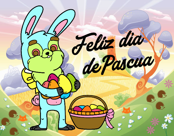 Conejo con muchos huevos de Pascua