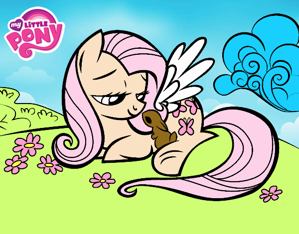 Fluttershy con un conejito