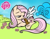 Fluttershy con un conejito