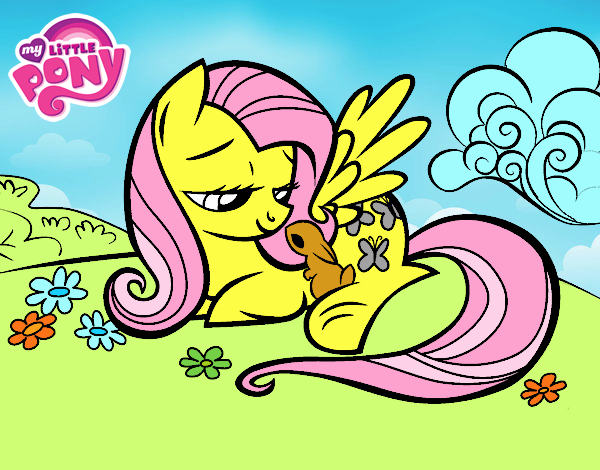 Fluttershy con un conejito