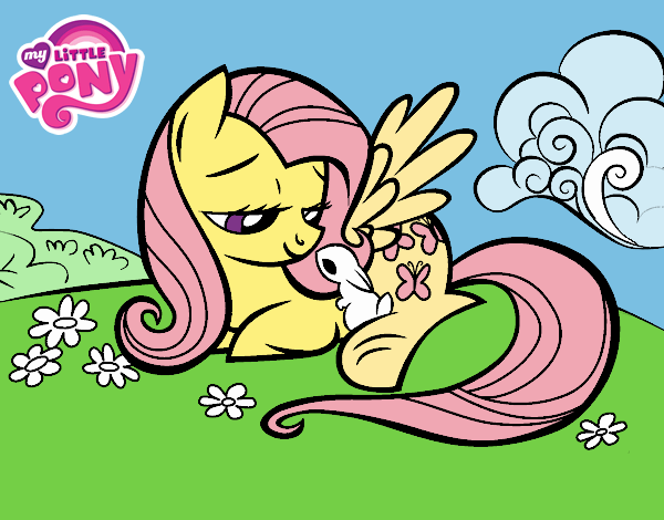 Fluttershy con un conejito