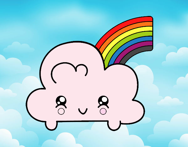 Nube con arco iris kawaii