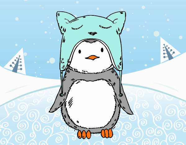 Pingüino con gorrito divertido