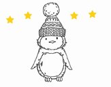 Pingüino con gorro de invierno