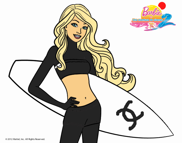 Barbie con tabla de surf