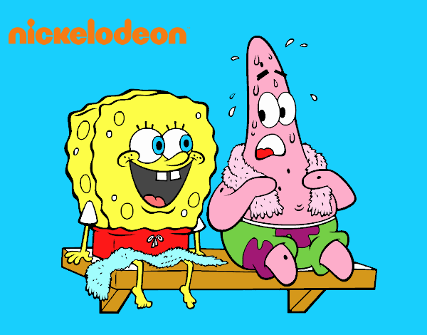 Bob Esponja y Patricio en bañador