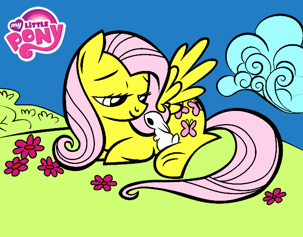 Fluttershy con un conejito