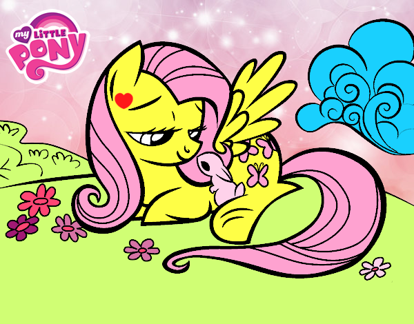 Fluttershy con un conejito