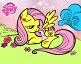 Fluttershy con un conejito