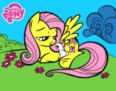 Fluttershy con un conejito