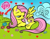 Fluttershy con un conejito