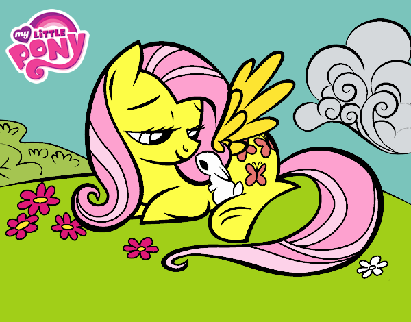 Fluttershy con un conejito