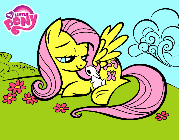 Fluttershy con un conejito