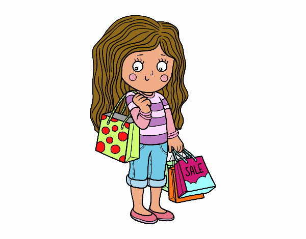 Niña con compras de verano