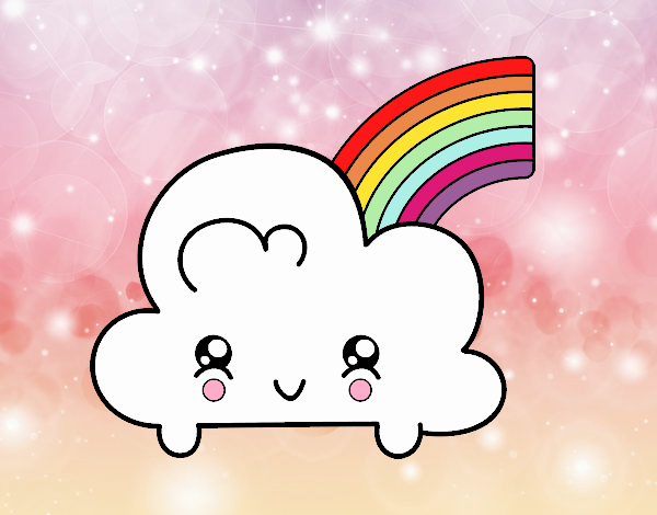 Nube con arco iris kawaii