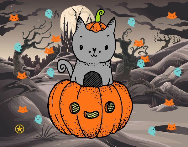 Un gatito de Halloween