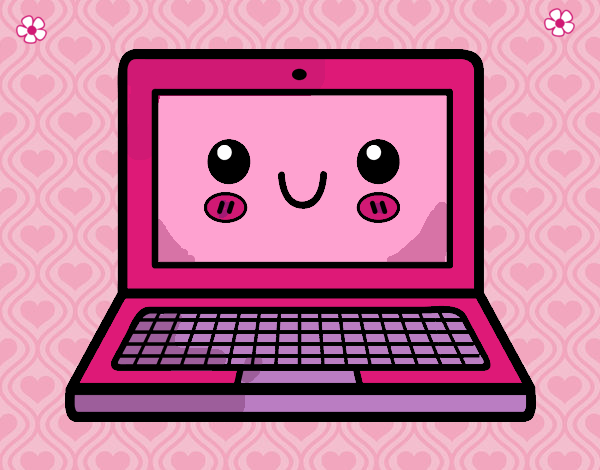 computadora kawaii rosada pidan colores pliss