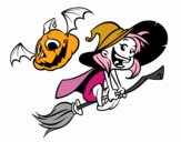 Brujita y calabaza de Halloween