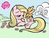 Fluttershy con un conejito