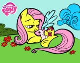 Fluttershy con un conejito