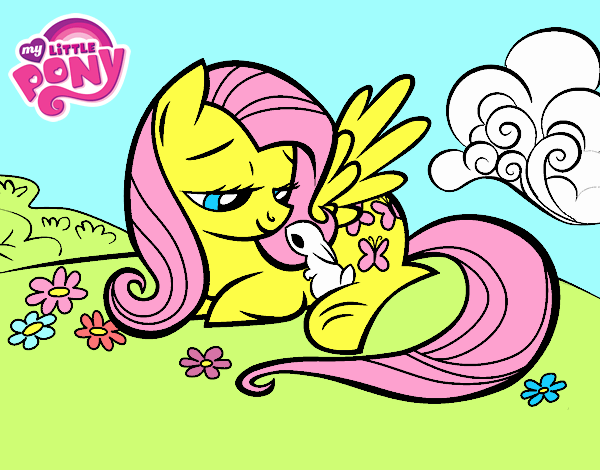 Fluttershy con un conejito