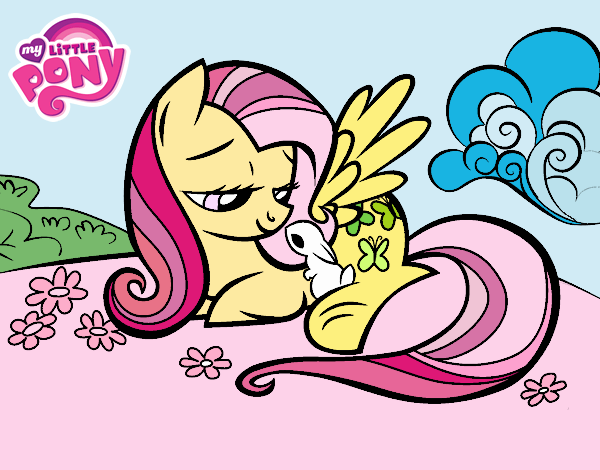 Fluttershy con un conejito