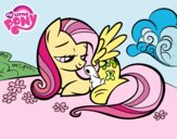 Fluttershy con un conejito