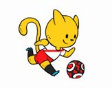 Gato jugando a fútbol