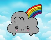 Nube con arco iris kawaii