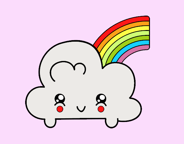 Nube con arco iris kawaii