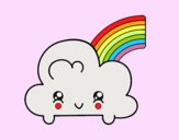 Nube con arco iris kawaii