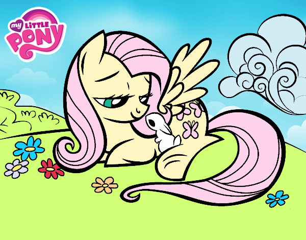 Fluttershy con un conejito