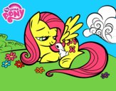 Fluttershy con un conejito