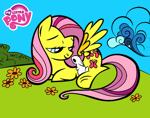 Fluttershy con un conejito