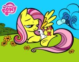 Fluttershy con un conejito