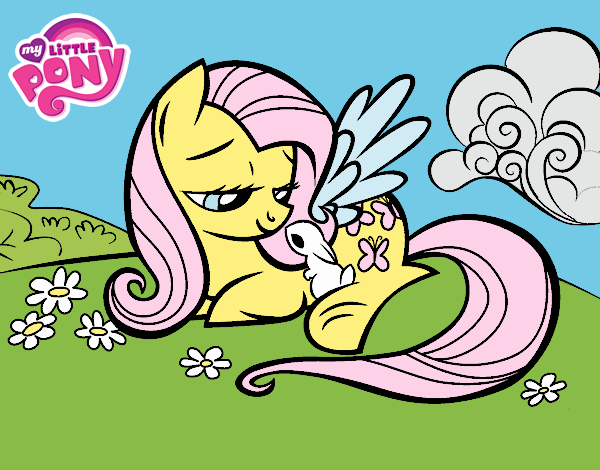 Fluttershy con un conejito